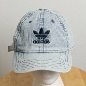 Adidas Originals Trefoil Distressed Hat Acid Stonewash Denim Jean Logo Ball Cap